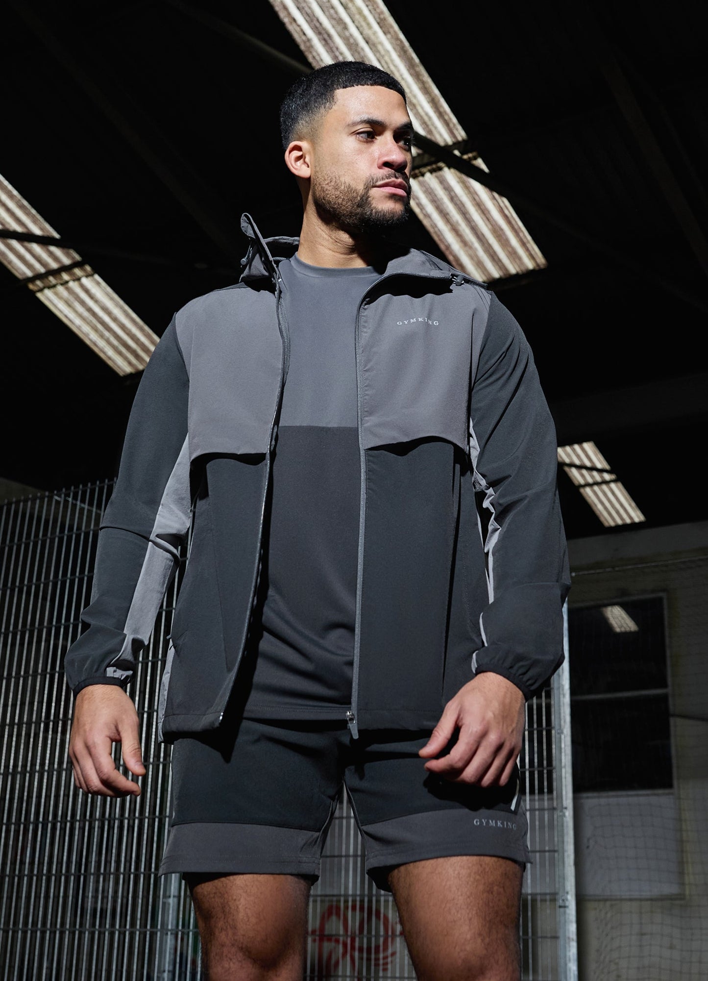 Gym King Advance Tracksuit Top - Black/Fossil Grey