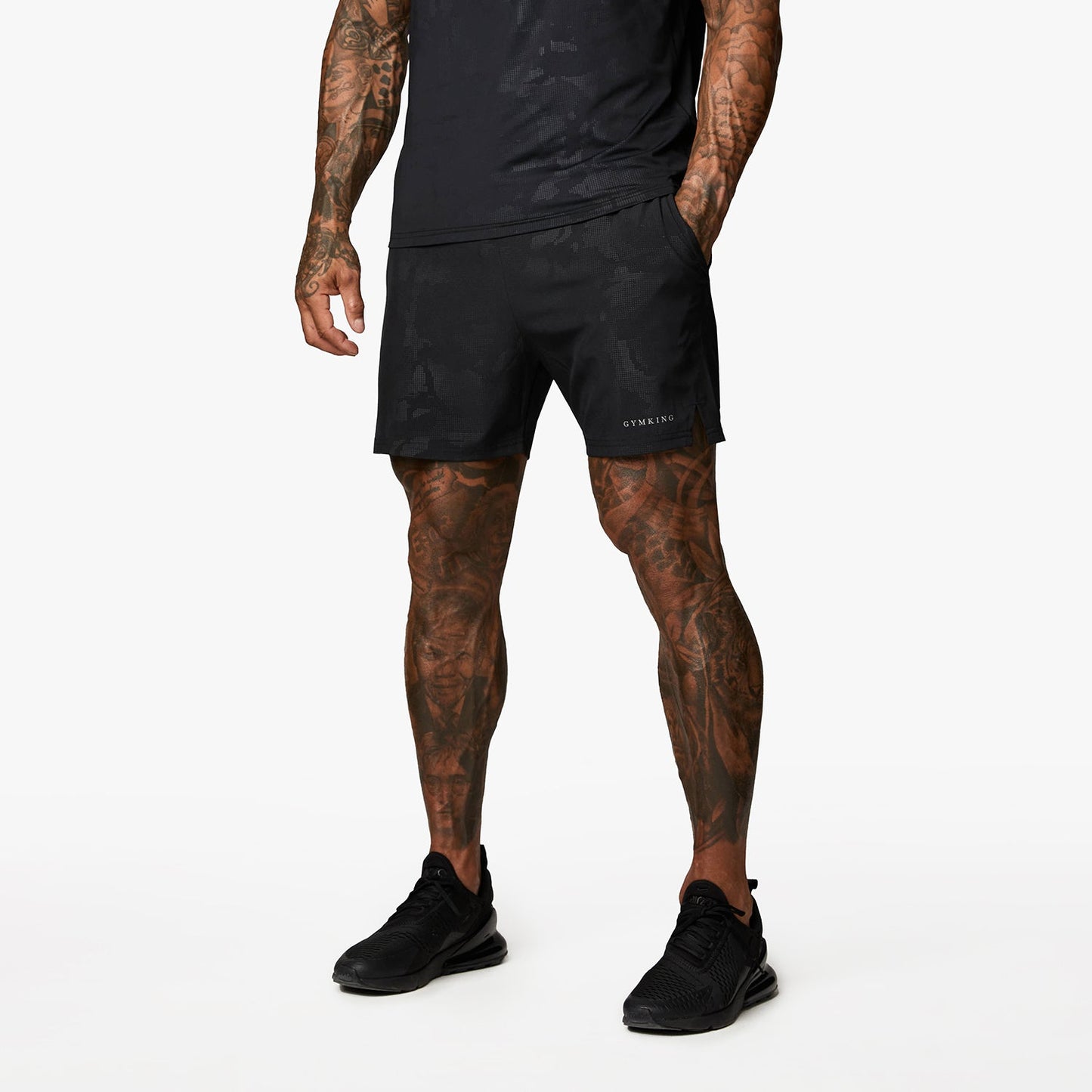 Gym King Debossed Camo Short 5" - Black