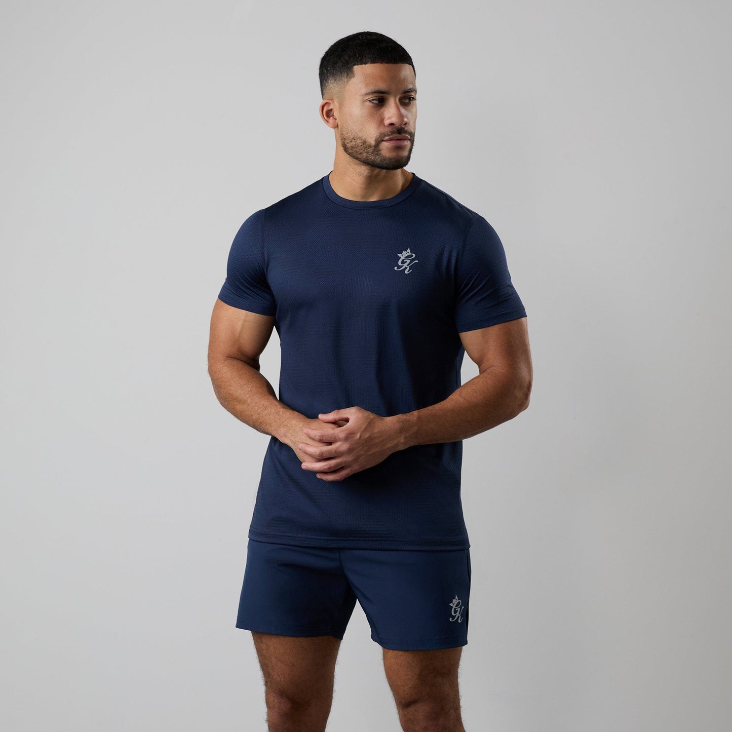 Gym King Geometric Knit Tee - Navy