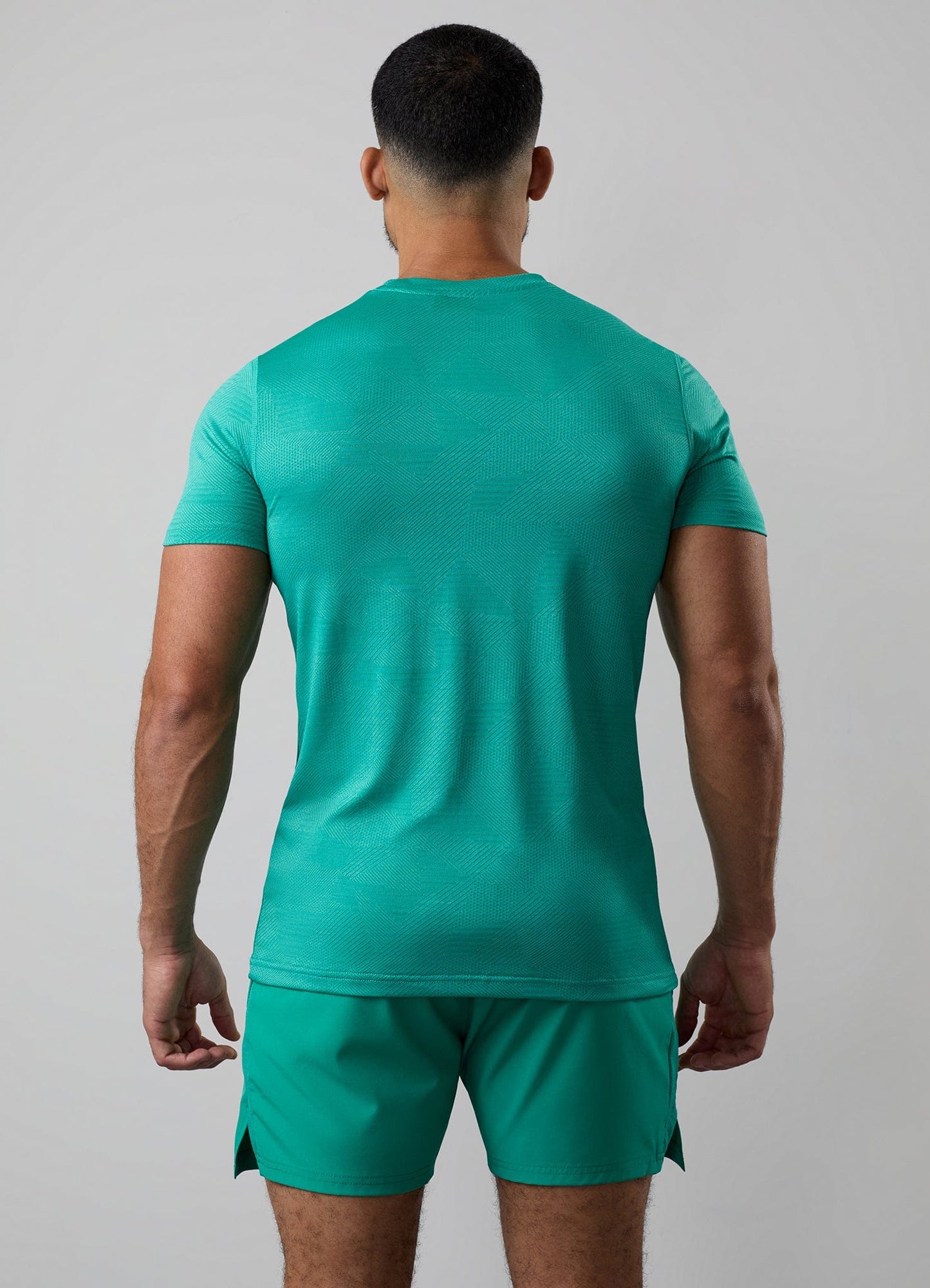 Gym King Geometric Knit Tee - Ultra Marine Green