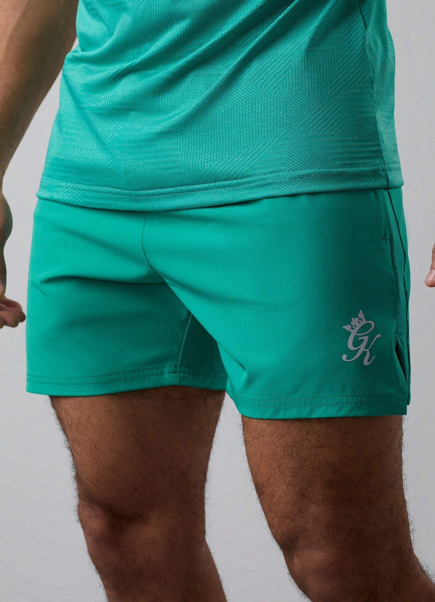 Gym King Geometric Knit 5" Short - Ultra Marine Green