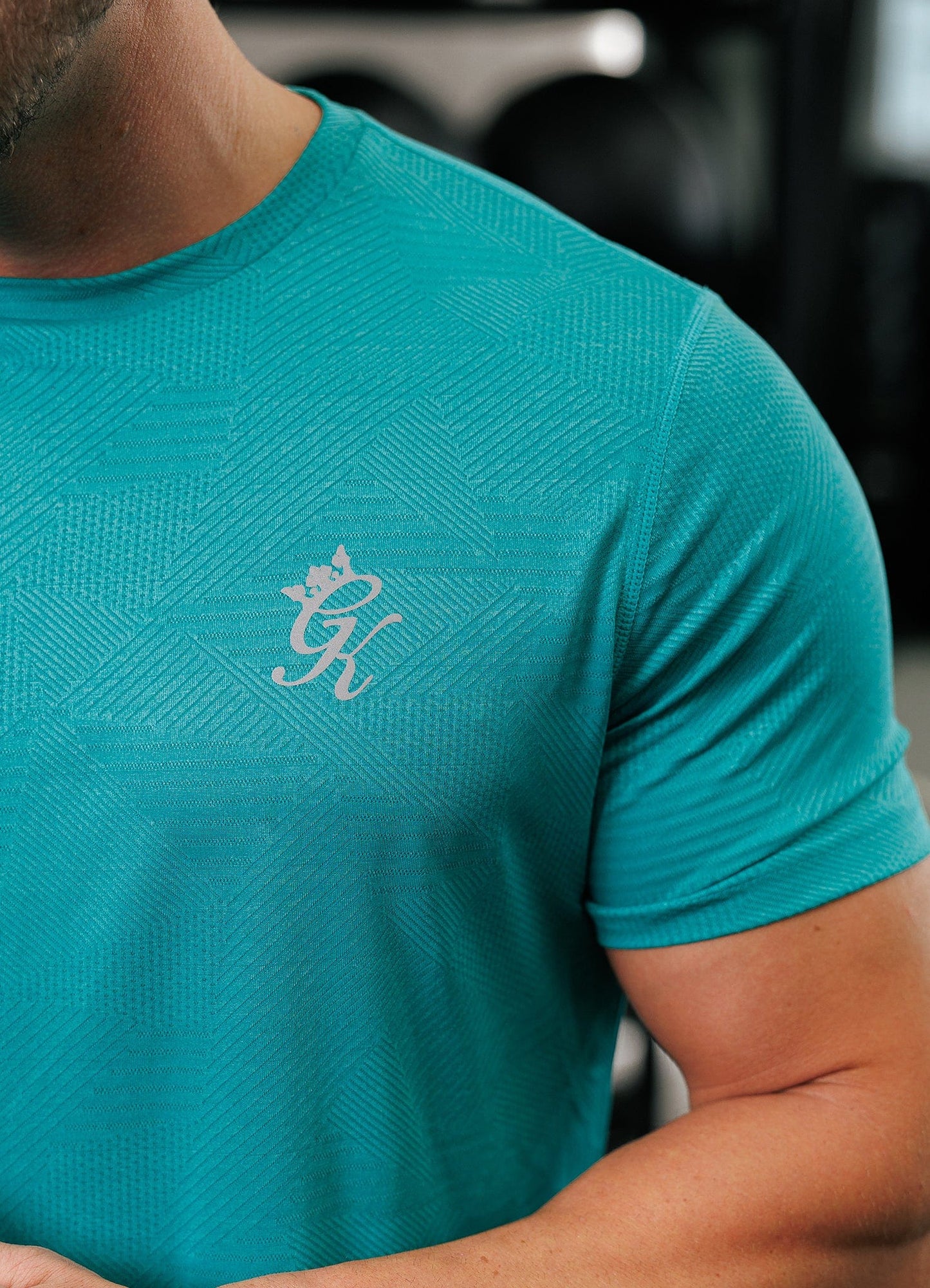 Gym King Geometric Knit Tee - Ultra Marine Green